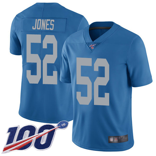 Detroit Lions Limited Blue Men Christian Jones Alternate Jersey NFL Football #52 100th Season Vapor Untouchable